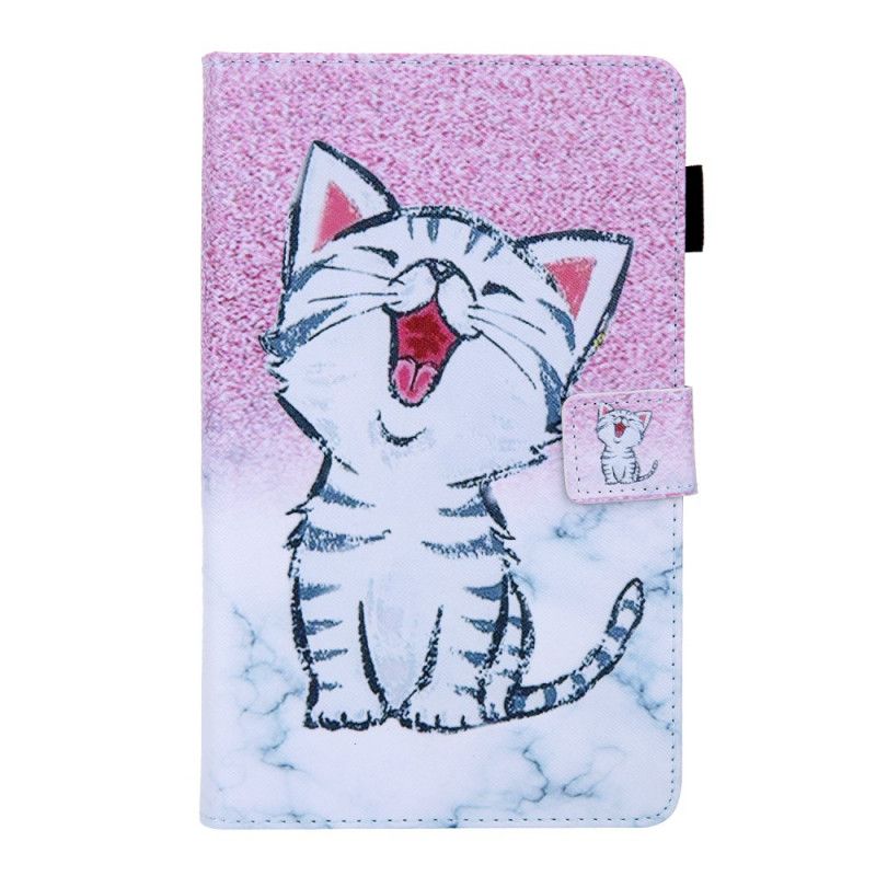 Leren Hoesje voor Samsung Galaxy Tab A 8" (2019) Roze Wit Kattenreeks