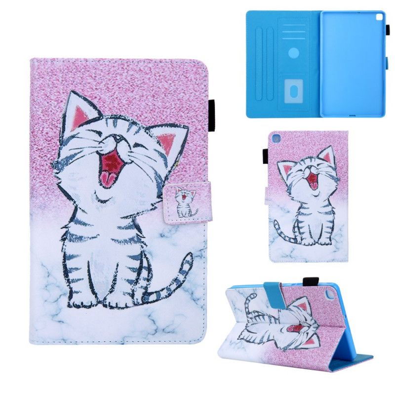 Leren Hoesje voor Samsung Galaxy Tab A 8" (2019) Roze Wit Kattenreeks