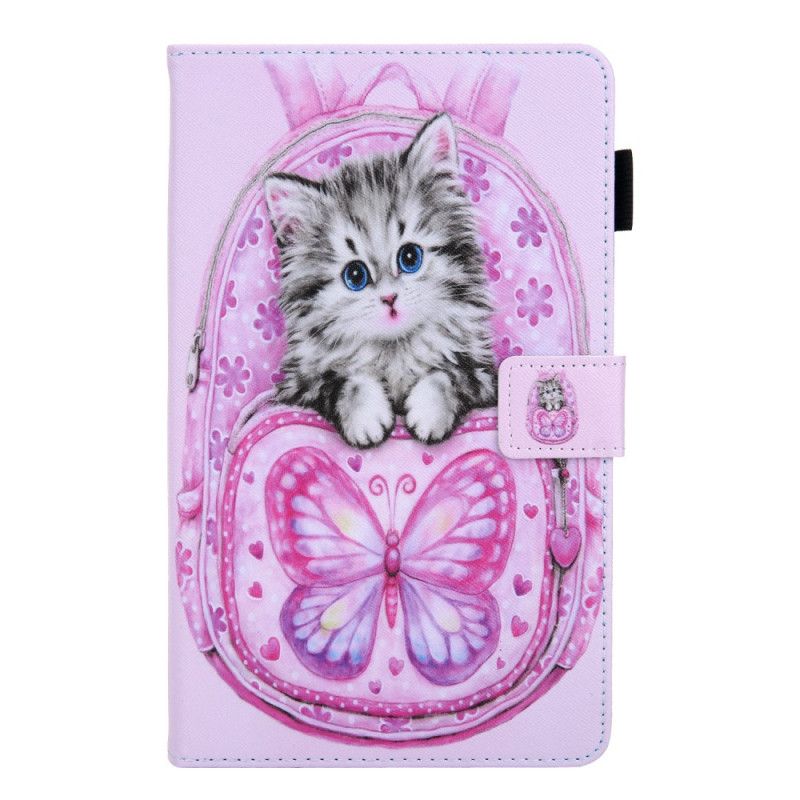 Leren Hoesje voor Samsung Galaxy Tab A 8" (2019) Roze Wit Kattenreeks