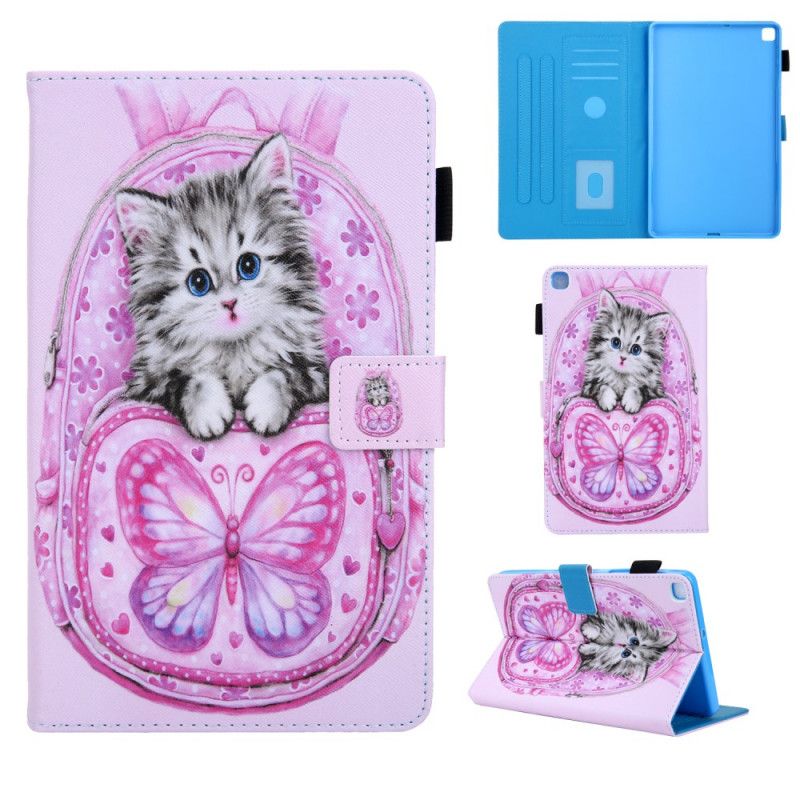 Leren Hoesje voor Samsung Galaxy Tab A 8" (2019) Roze Wit Kattenreeks