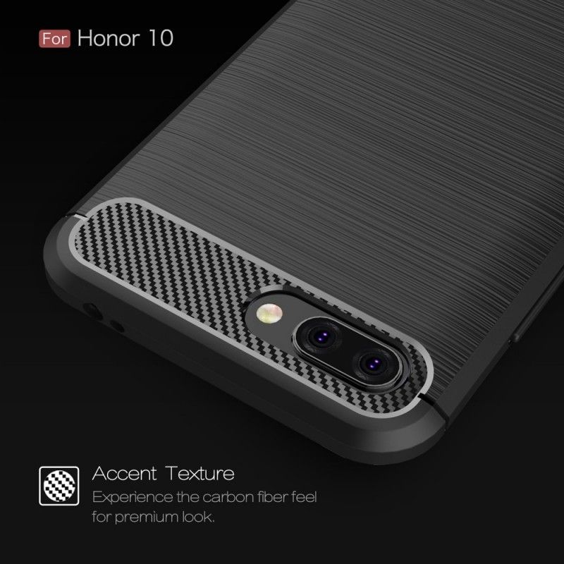 Case Hoesje Honor 10 Grijs Zwart Telefoonhoesje Geborsteld Koolstofvezel