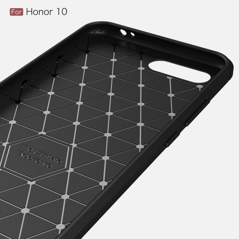 Case Hoesje Honor 10 Grijs Zwart Telefoonhoesje Geborsteld Koolstofvezel