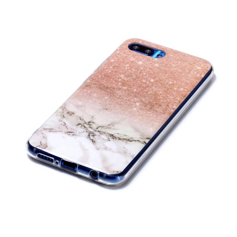 Case Hoesje Honor 10 Wit Zwart Telefoonhoesje Marmeren Glitter