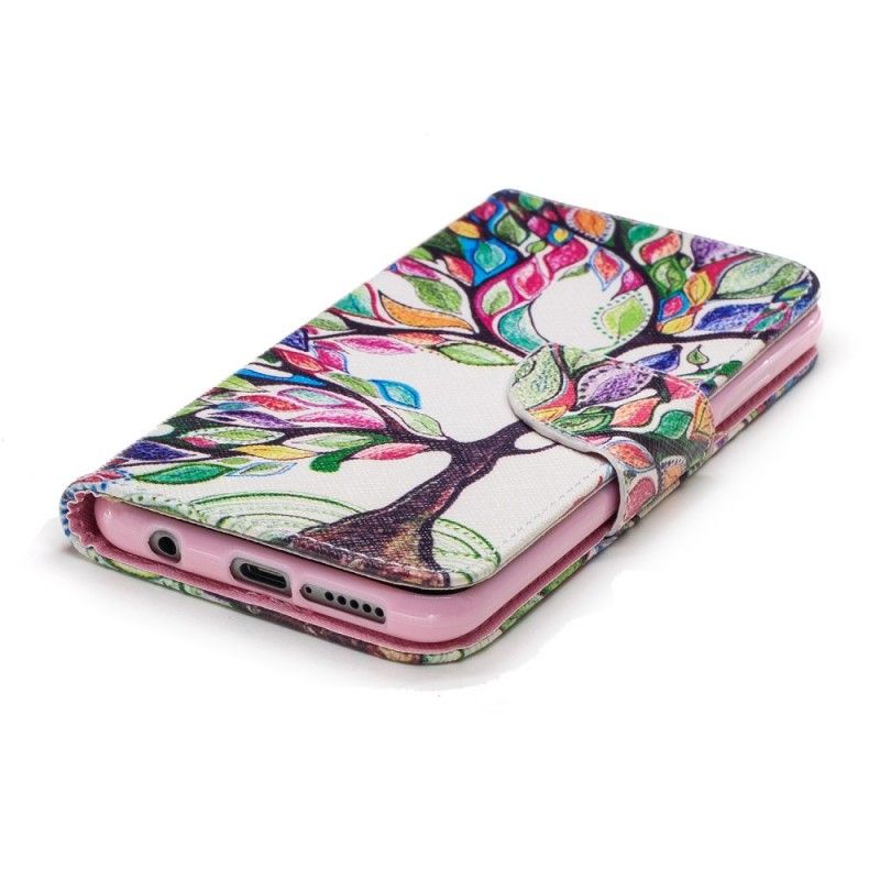 Flip Case Leren Honor 10 Gekleurde Boom