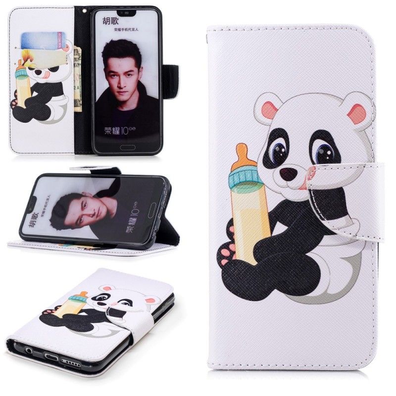 Leren Hoesje Honor 10 Telefoonhoesje Babypanda