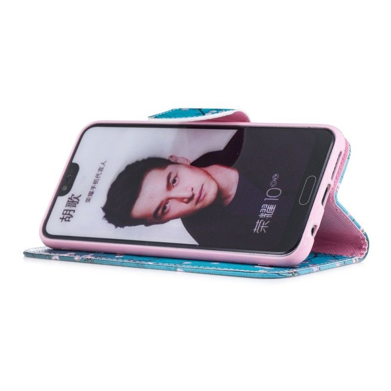 Leren Hoesje Honor 10 Telefoonhoesje Bloeiende Boom