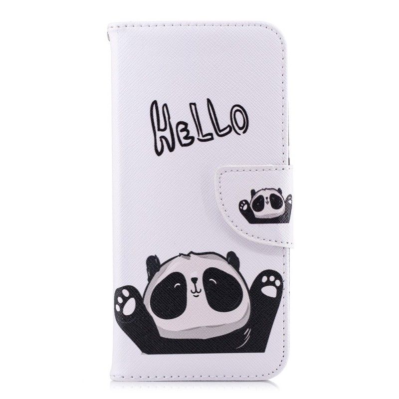 Leren Hoesje voor Honor 10 Panda Print Hallo