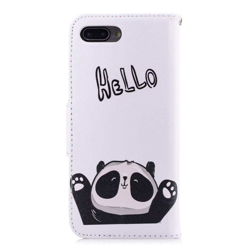 Leren Hoesje voor Honor 10 Panda Print Hallo