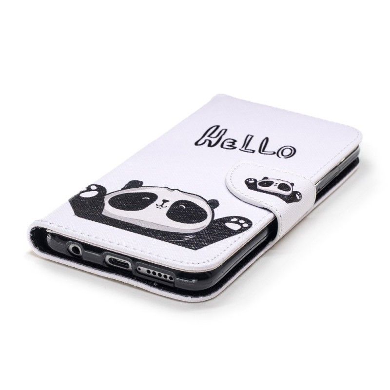 Leren Hoesje voor Honor 10 Panda Print Hallo