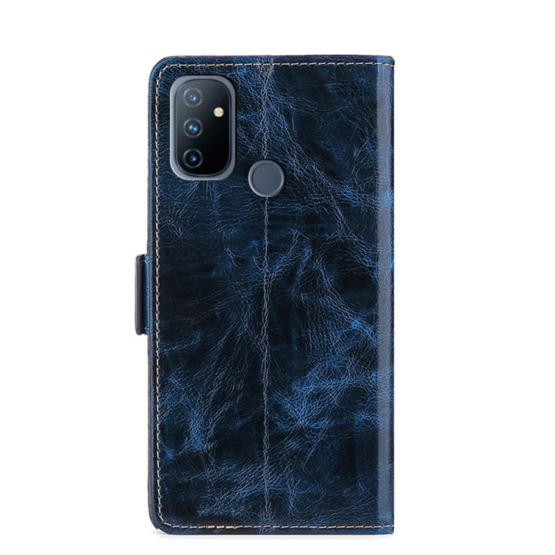 Bescherming Hoesje OnePlus Nord N100 Paars Donkerblauw Gewaxt Imitatieleer