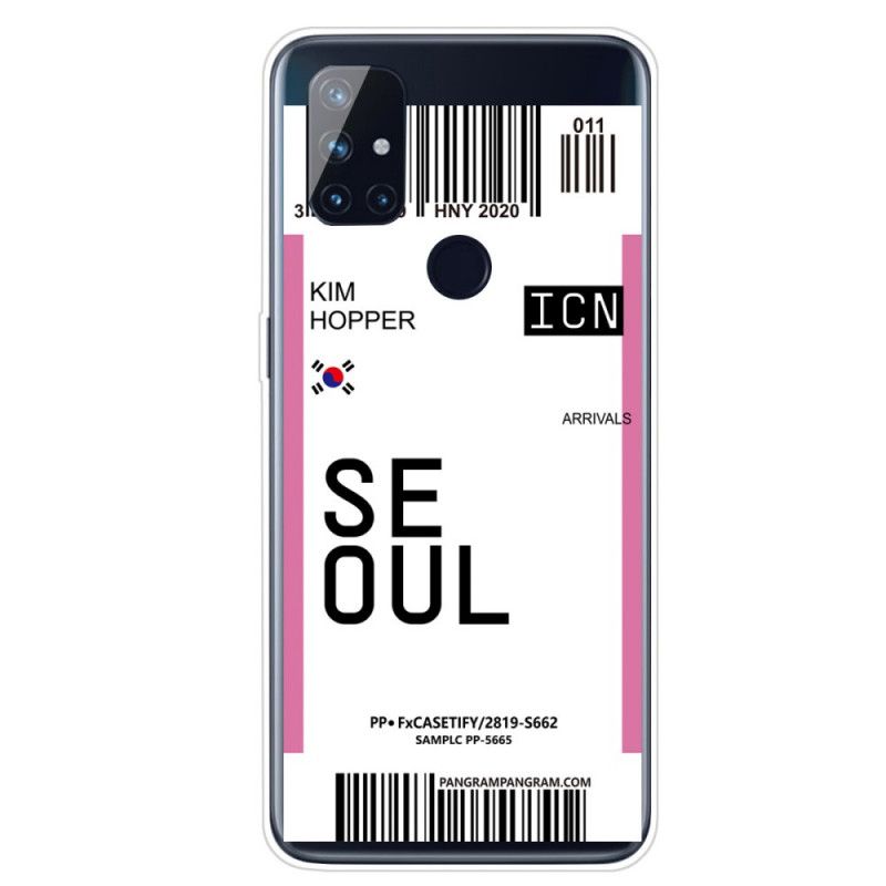 Case Hoesje OnePlus Nord N100 Lichtpaars Roze Telefoonhoesje Instapkaart Naar Seoul