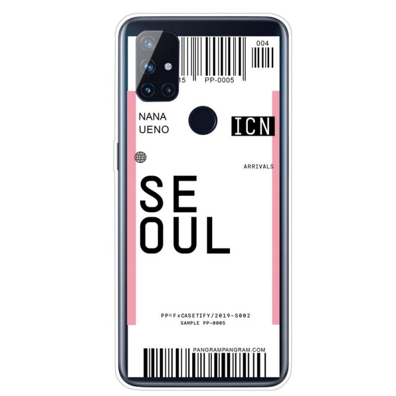 Case Hoesje OnePlus Nord N100 Lichtpaars Roze Telefoonhoesje Instapkaart Naar Seoul