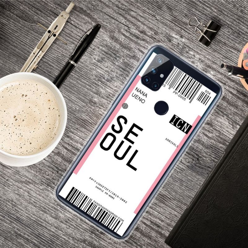 Case Hoesje OnePlus Nord N100 Lichtpaars Roze Telefoonhoesje Instapkaart Naar Seoul