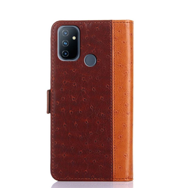 Cover Folio-hoesje OnePlus Nord N100 Rood Zwart Telefoonhoesje Tweekleurige Struisvogelhuidtextuur