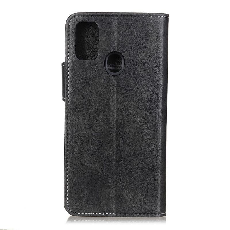 Flip Case Leren OnePlus Nord N100 Rood Zwart Artistiek Knopen Aannaaien