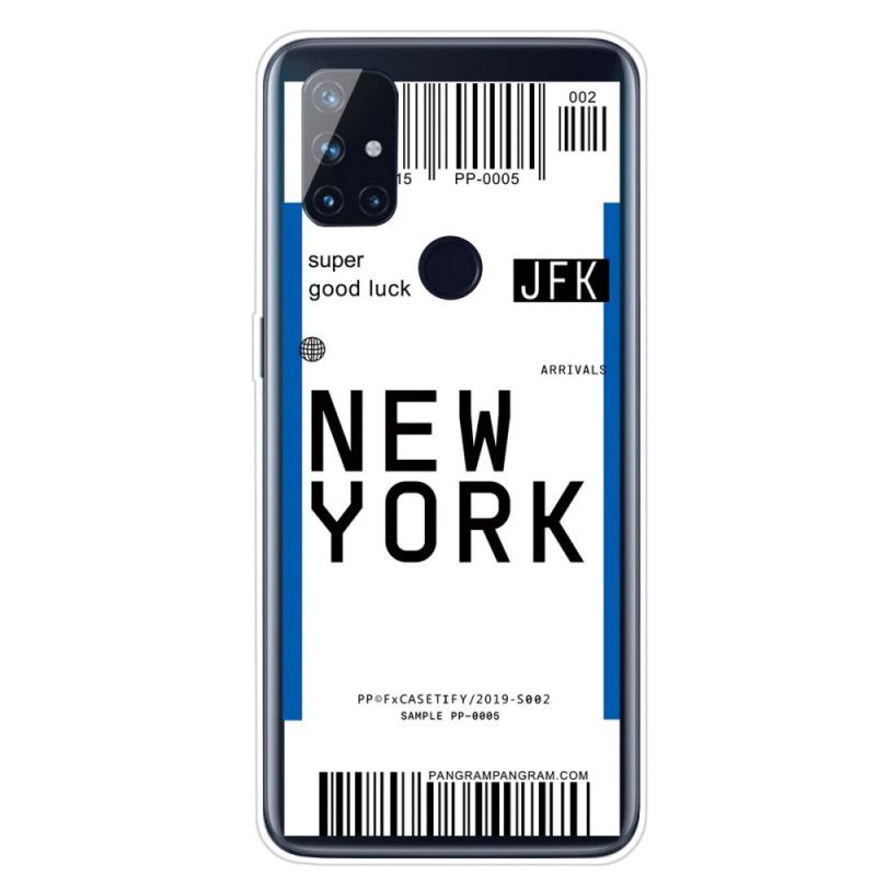 Hoesje OnePlus Nord N100 Donkerblauw Zwart Instapkaart Naar New York