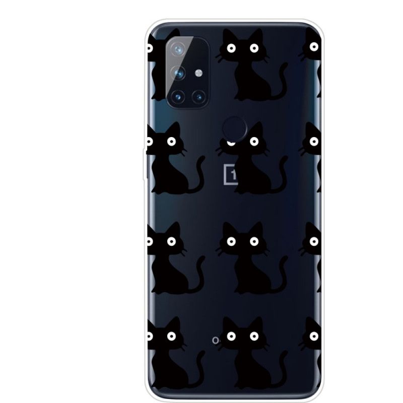 Hoesje OnePlus Nord N100 Telefoonhoesje Meerdere Zwarte Katten