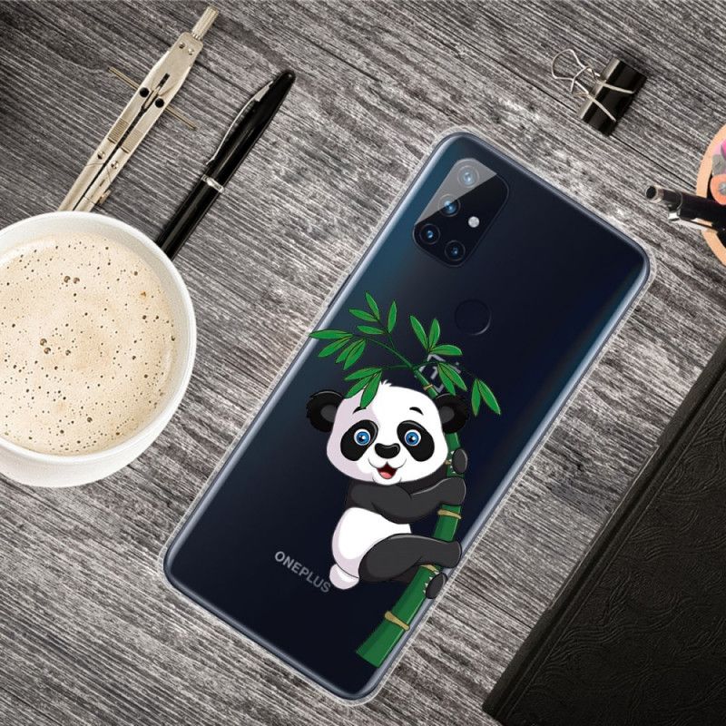 Hoesje OnePlus Nord N100 Telefoonhoesje Transparante Panda Op Bamboe