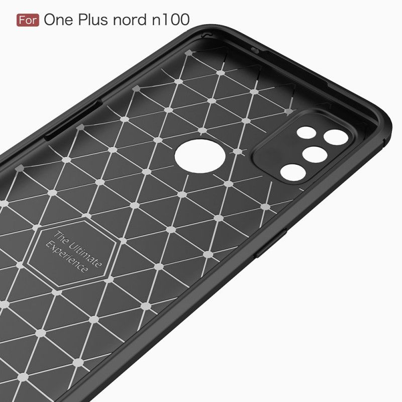 Hoesje voor OnePlus Nord N100 Rood Zwart Geborsteld Koolstofvezel