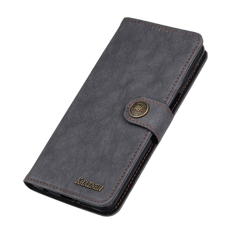 Leren Hoesje OnePlus Nord N100 Donkerblauw Zwart Retro Khazneh Splitleer