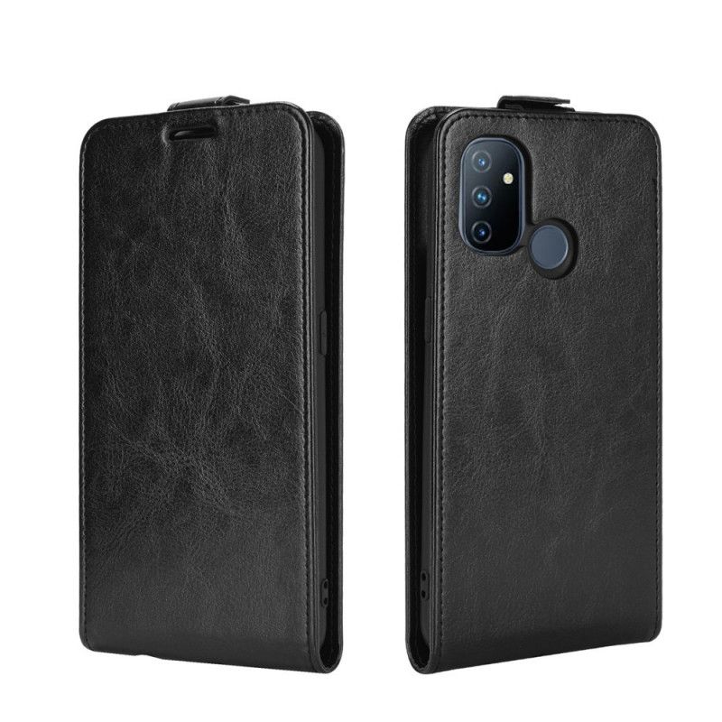 Leren Hoesje voor OnePlus Nord N100 Wit Zwart Leereffect Met Verticale Flap