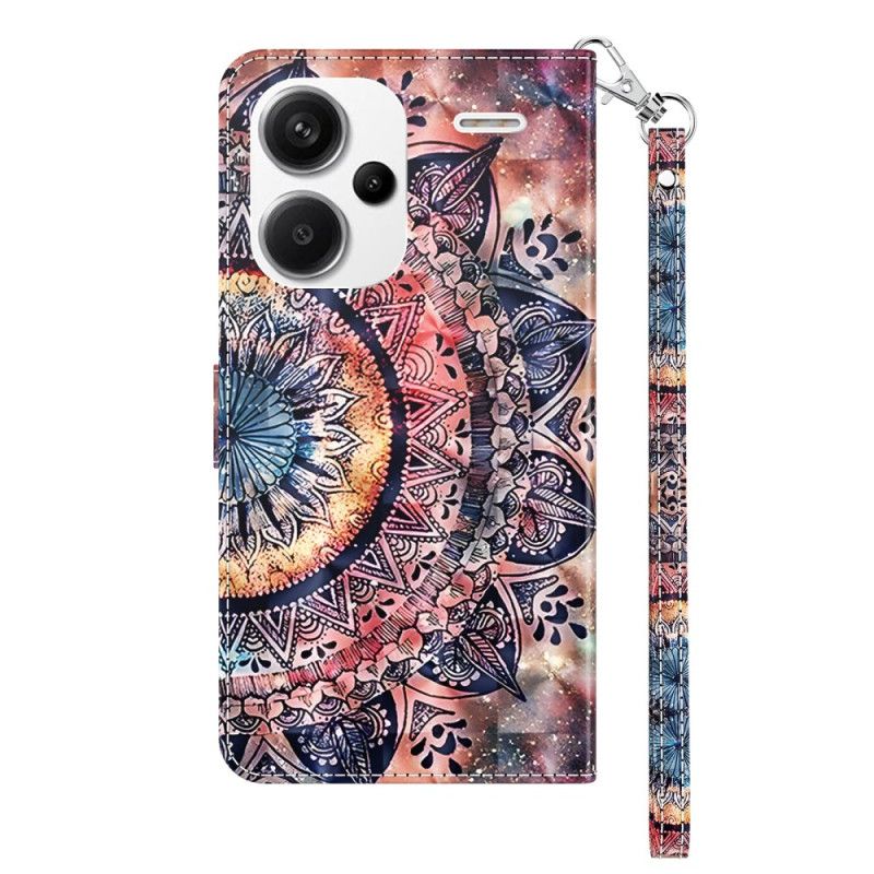 Flip Case Leren Xiaomi Redmi Note 13 Pro Plus 5g Kleurrijke Mandala Met Riempje