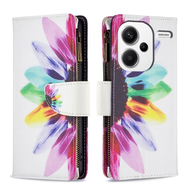 Flip Case Leren Xiaomi Redmi Note 13 Pro Plus 5g Portemonnee Met Aquarelbloemen