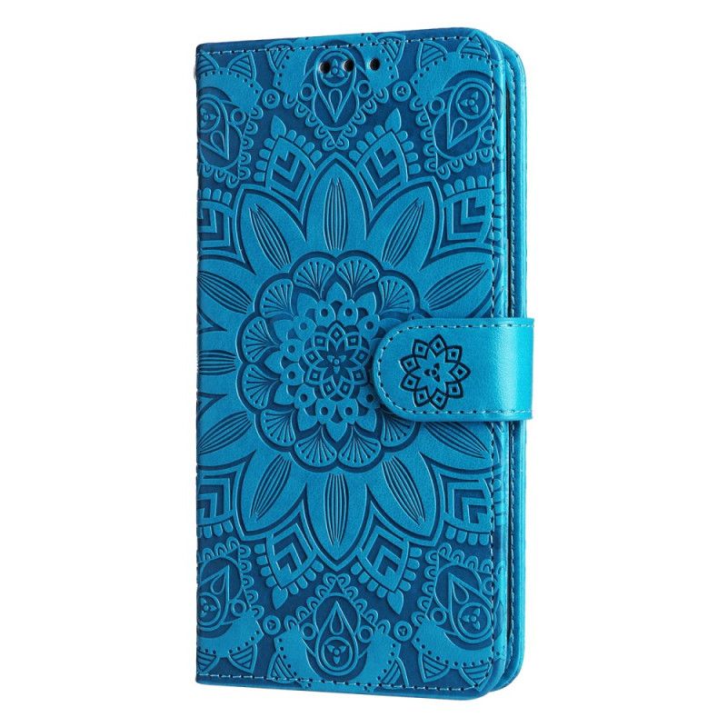 Flip Case Leren Xiaomi Redmi Note 13 Pro Plus 5g Zonnebloem Met Riempje