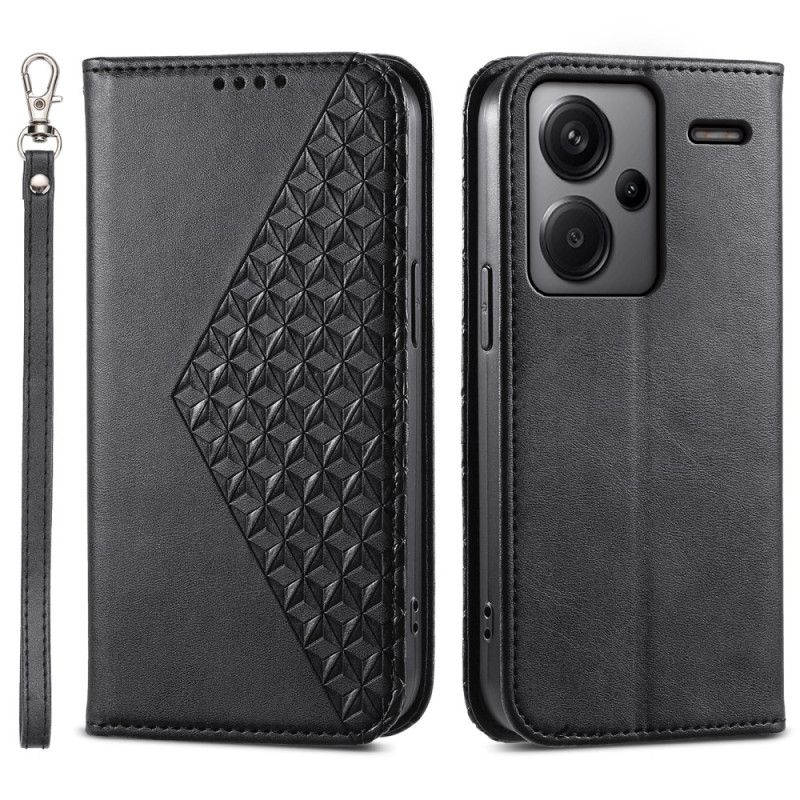 Folio-hoesje Xiaomi Redmi Note 13 Pro Plus 5g Telefoonhoesje Diamantontwerp Met Riem