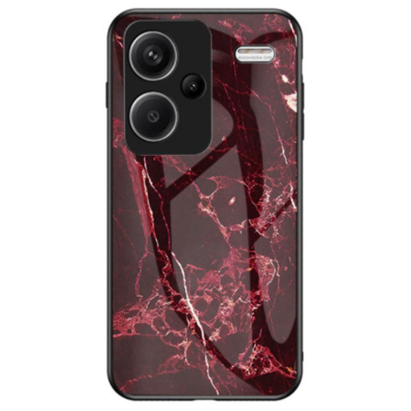 Hoesje Xiaomi Redmi Note 13 Pro Plus 5g Rood Marmer Gehard Glas