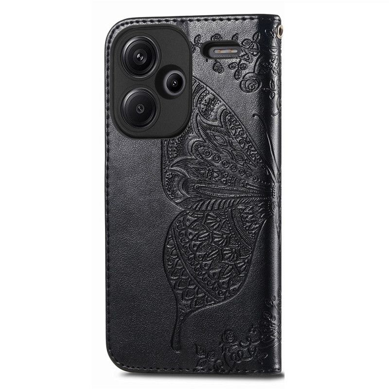 Leren Hoesje Voor Xiaomi Redmi Note 13 Pro Plus 5g Barok Vlinder Met Riem