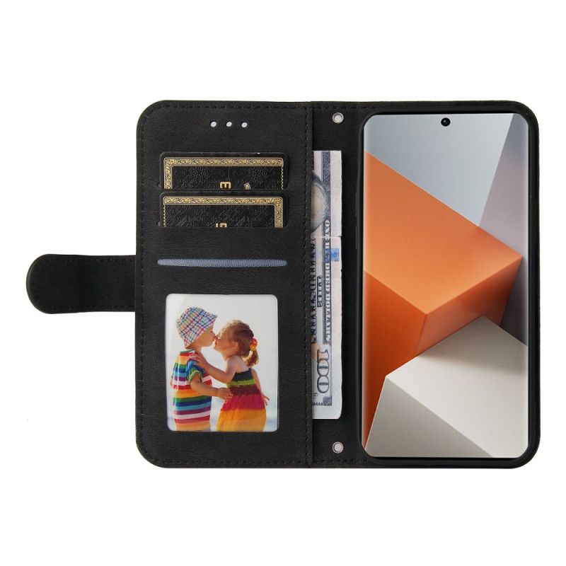 Leren Hoesje Voor Xiaomi Redmi Note 13 Pro Plus 5g Decoratieve Klinknagel Met Riempje