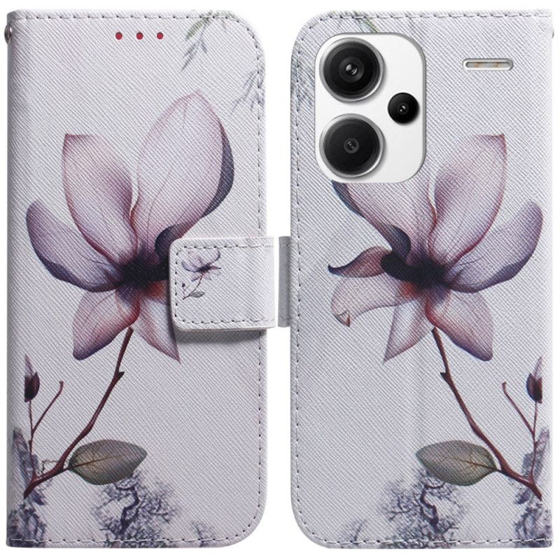 Leren Hoesje Voor Xiaomi Redmi Note 13 Pro Plus 5g Roze Bloem