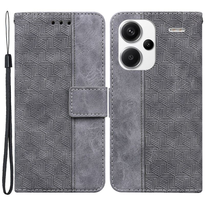 Leren Hoesje Xiaomi Redmi Note 13 Pro Plus 5g Geweven Patroon Met Bandjes Bescherming Hoesje