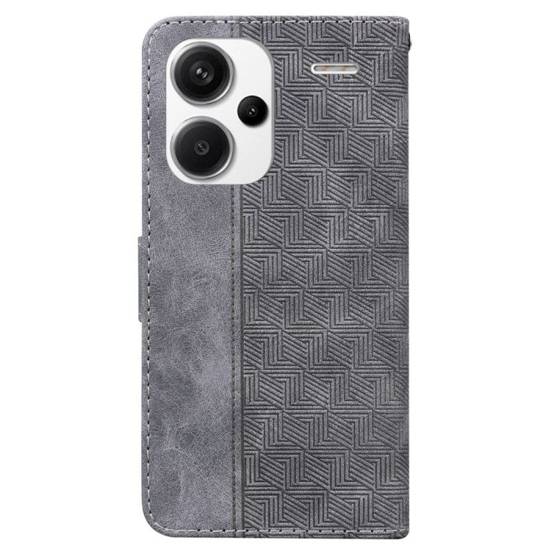 Leren Hoesje Xiaomi Redmi Note 13 Pro Plus 5g Geweven Patroon Met Bandjes Bescherming Hoesje