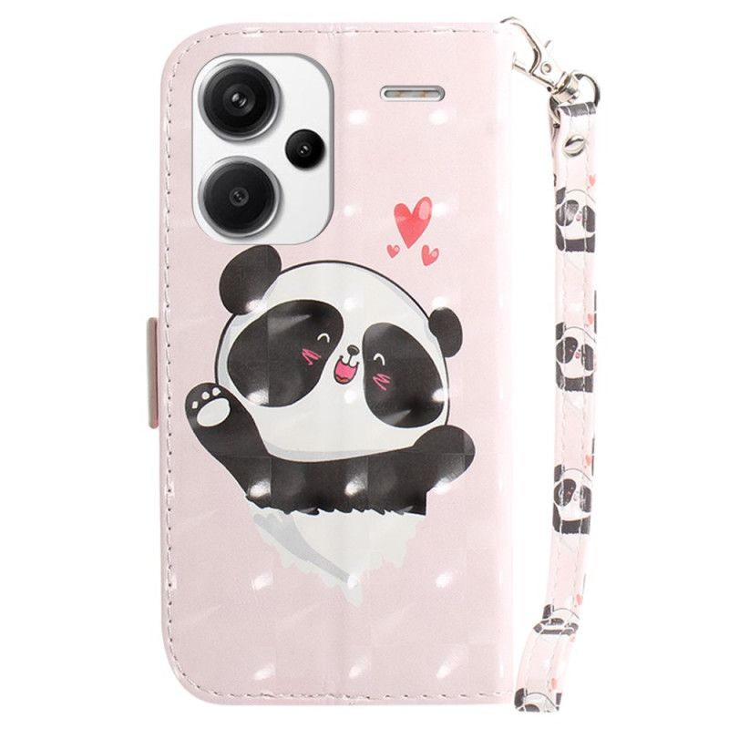 Leren Hoesje Xiaomi Redmi Note 13 Pro Plus 5g Panda Love Met Riempje Bescherming Hoesje