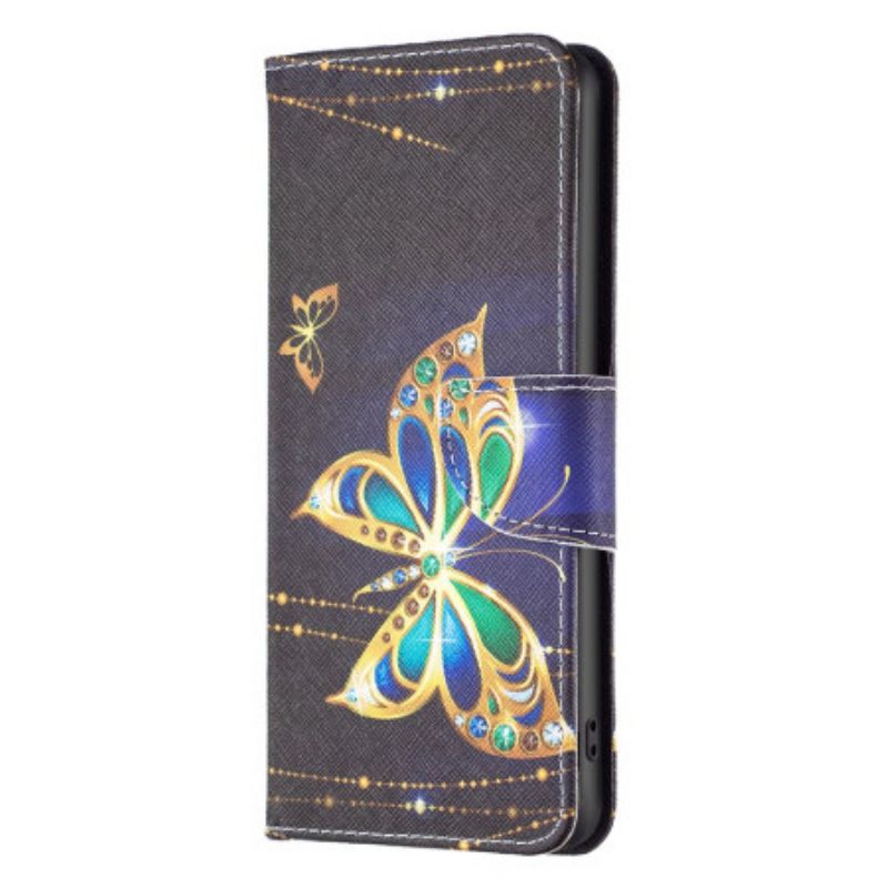 Leren Hoesje Xiaomi Redmi Note 13 Pro Plus 5g - Vlinders Sieraden Bescherming Hoesje