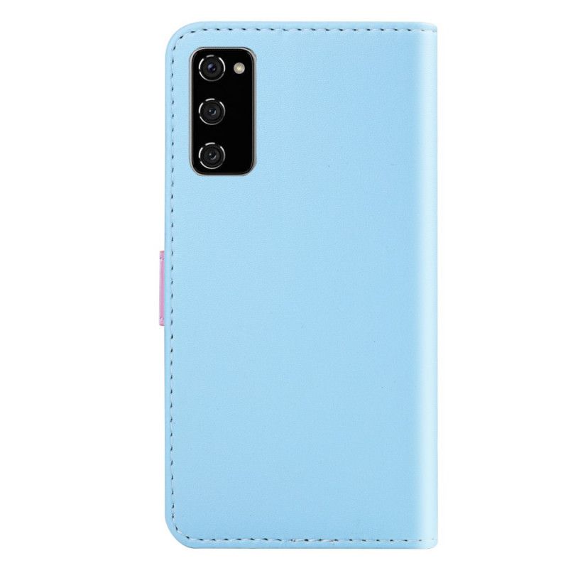 Bescherming Hoesje Samsung Galaxy S20 FE Grijs Zwart Driekleurige Leerstijl