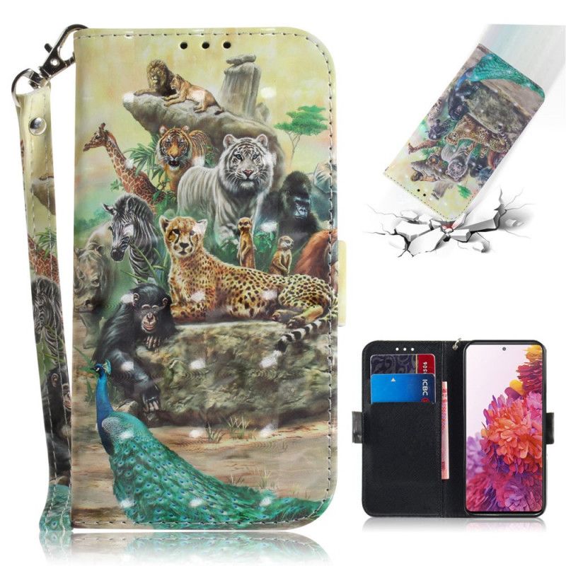 Bescherming Hoesje Samsung Galaxy S20 FE Telefoonhoesje String Safari Dieren