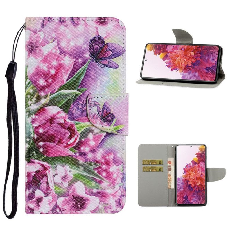 Bescherming Hoesje Samsung Galaxy S20 FE Telefoonhoesje Vlinders En Tulpen