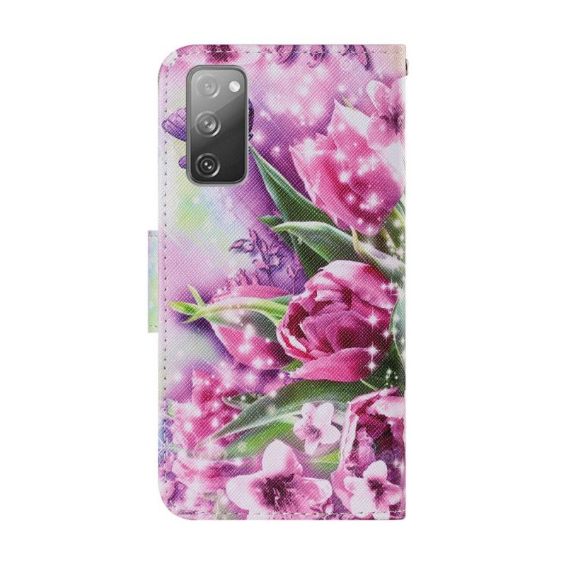 Bescherming Hoesje Samsung Galaxy S20 FE Telefoonhoesje Vlinders En Tulpen