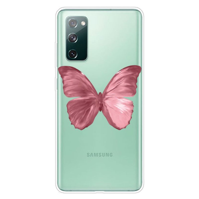 Case Hoesje Samsung Galaxy S20 FE Donkerblauw Roze Telefoonhoesje Wilde Vlinders