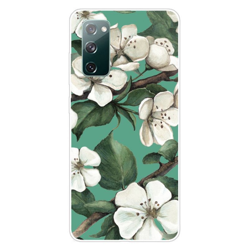 Case Hoesje Samsung Galaxy S20 FE Telefoonhoesje Geschilderde Witte Bloemen