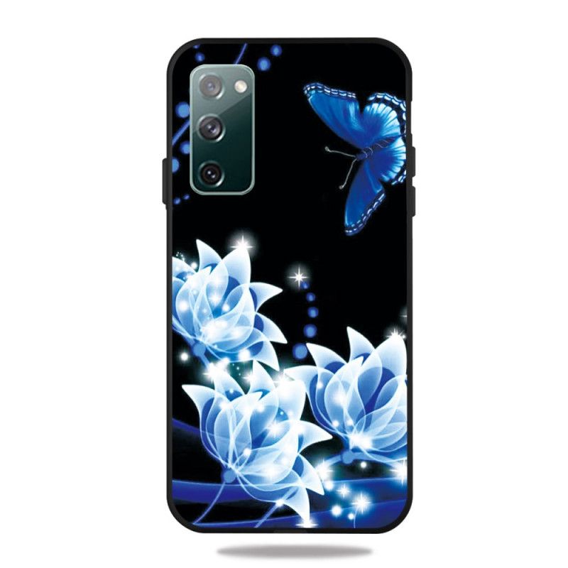 Case Hoesje Samsung Galaxy S20 FE Telefoonhoesje Vlinder En Blauwe Bloemen