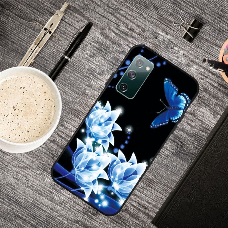 Case Hoesje Samsung Galaxy S20 FE Telefoonhoesje Vlinder En Blauwe Bloemen