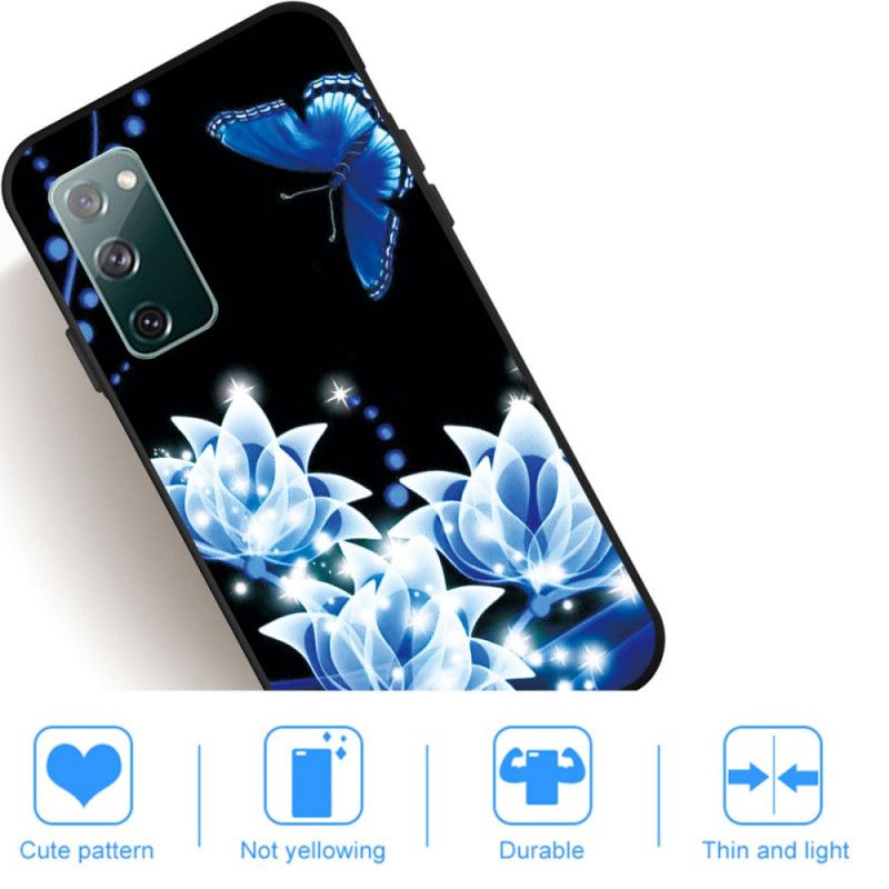 Case Hoesje Samsung Galaxy S20 FE Telefoonhoesje Vlinder En Blauwe Bloemen