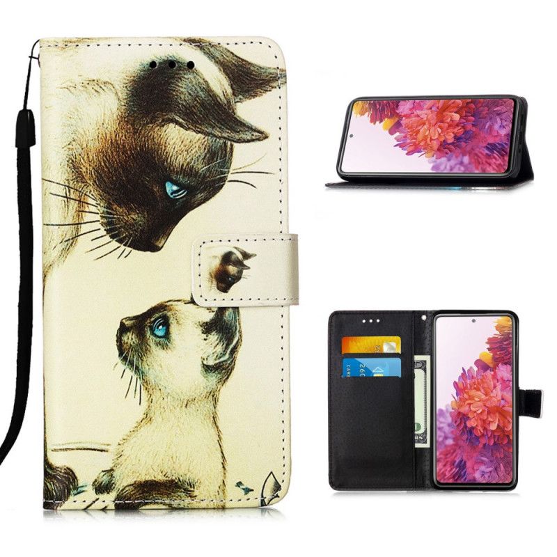 Cover Folio-hoesje Samsung Galaxy S20 FE Telefoonhoesje Kitten En Mama