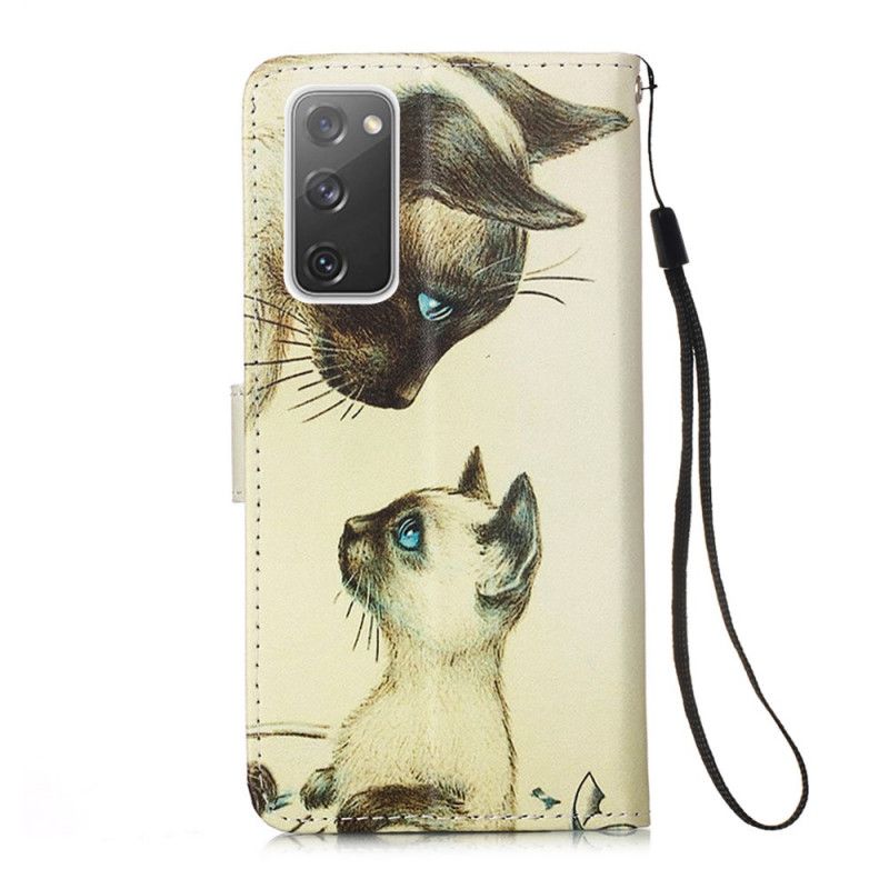 Cover Folio-hoesje Samsung Galaxy S20 FE Telefoonhoesje Kitten En Mama