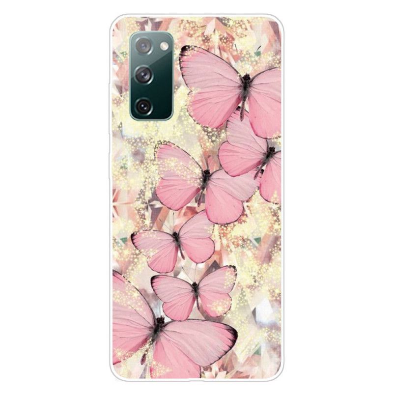 Cover Hoesje Samsung Galaxy S20 FE Paars Roze Telefoonhoesje Vlinders Vlinders