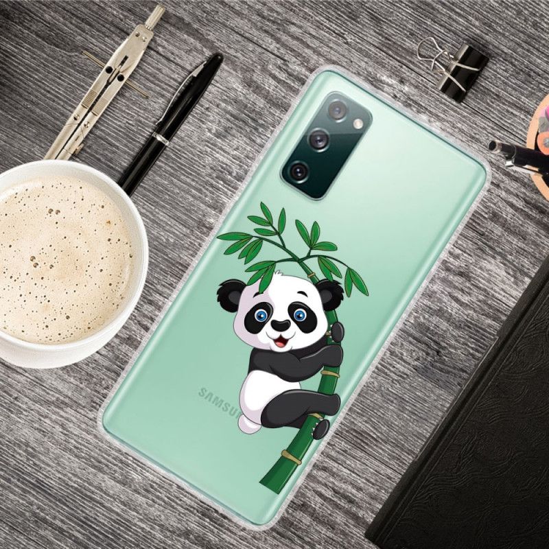 Cover Hoesje Samsung Galaxy S20 FE Telefoonhoesje Transparante Panda Op Bamboe